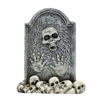 Halloween Gravestones Outdoor Decor Set - 3 Pack Scary RIP Tombstones with Skull Designs, Perfect for Front Porch, Garden & Halloween Yard Displays