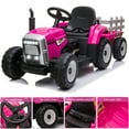 thumbnail image 2 of Dazone 12V Kids Ride On Tractor, Toddler Electric Tractor with Trailer Ground Loader, With Remote Control, LED Lights, Pink, 2 of 8