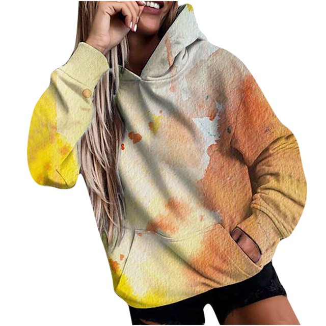 Moda Mujer O-cuello Camiseta de manga larga Estampado con capucha Blusa de bolsillo Tops Fridja ghj987+6833