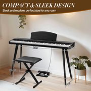 Ktaxon Digital Piano 88 Key Semi Weighted Keyboard with Foldable Bench for Beginners Triple Pedal, Black