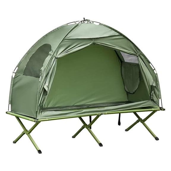 HYYOP Camping Tent Cot, Single Person Folding Cot Combo, Off-Ground Tent, Covered Outdoor Bed with Carry Bag for Hiking, Camping