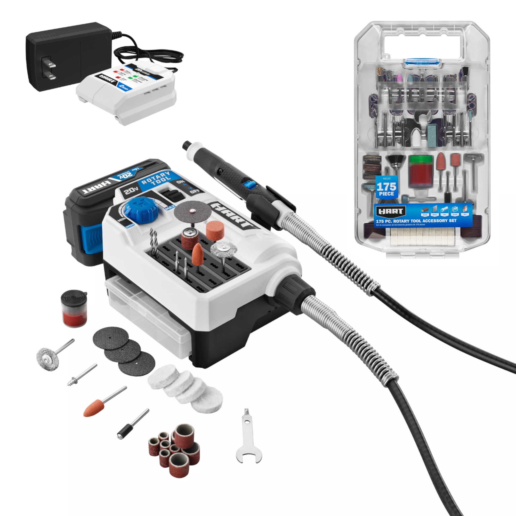 HART 20 Volt Cordless Rotary Tool with 33 Accessories Battery Not Included Walmart