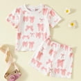 thumbnail image 4 of NOLDARES Baby Girl Summer Clothes 3 6 12 18 24 Months Toddler Outfit Letter Short Sleeve Shirt Tops Shorts Set(Red,3-4 Years), 4 of 4