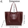 thumbnail image 2 of PULLIMORE Women PU Leather Tote Bag Large Capacity Tassel Shoulder Handbag (Red), 2 of 8