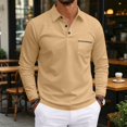 thumbnail image 2 of Hearthz Polo Shirts for Men Soft Breathable Moisture Wicking Cotton Long Sleeve Shirt Men Plain Collared Golf Polos for Men with Pocket Khaki XL, 2 of 9