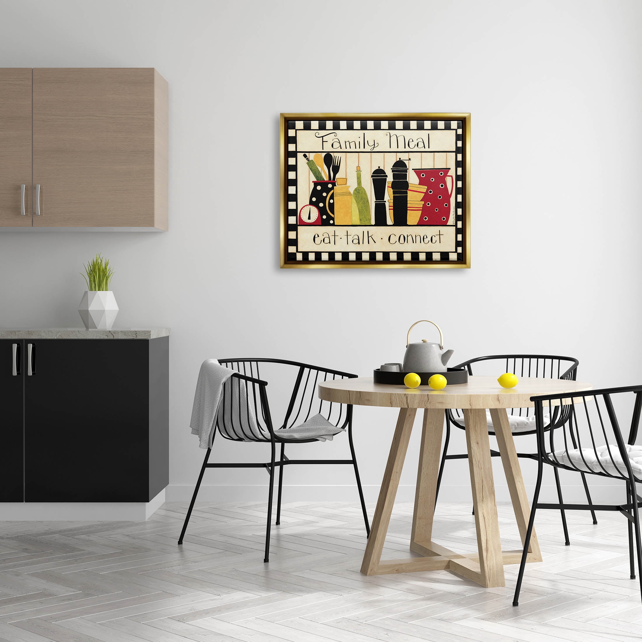 Family Meal Vintage Kitchen Utensils Food & Beverage Graphic Art Metallic Gold Framed Art Print Wall Art