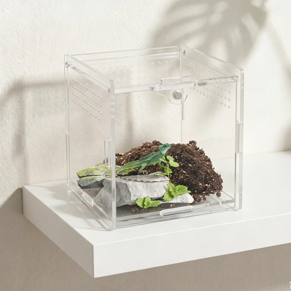 BRIGHTFUFU Acrílico Para Cría Y Alimentación De Pequeños Reptiles Con Ventilación Eficaz