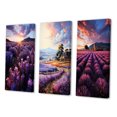 thumbnail image 3 of Designart "French Provencal Lavender landscapes III" France Wall Art Set Of 3 - Purple France Gallery Wall Set For Home Decor, 3 of 7