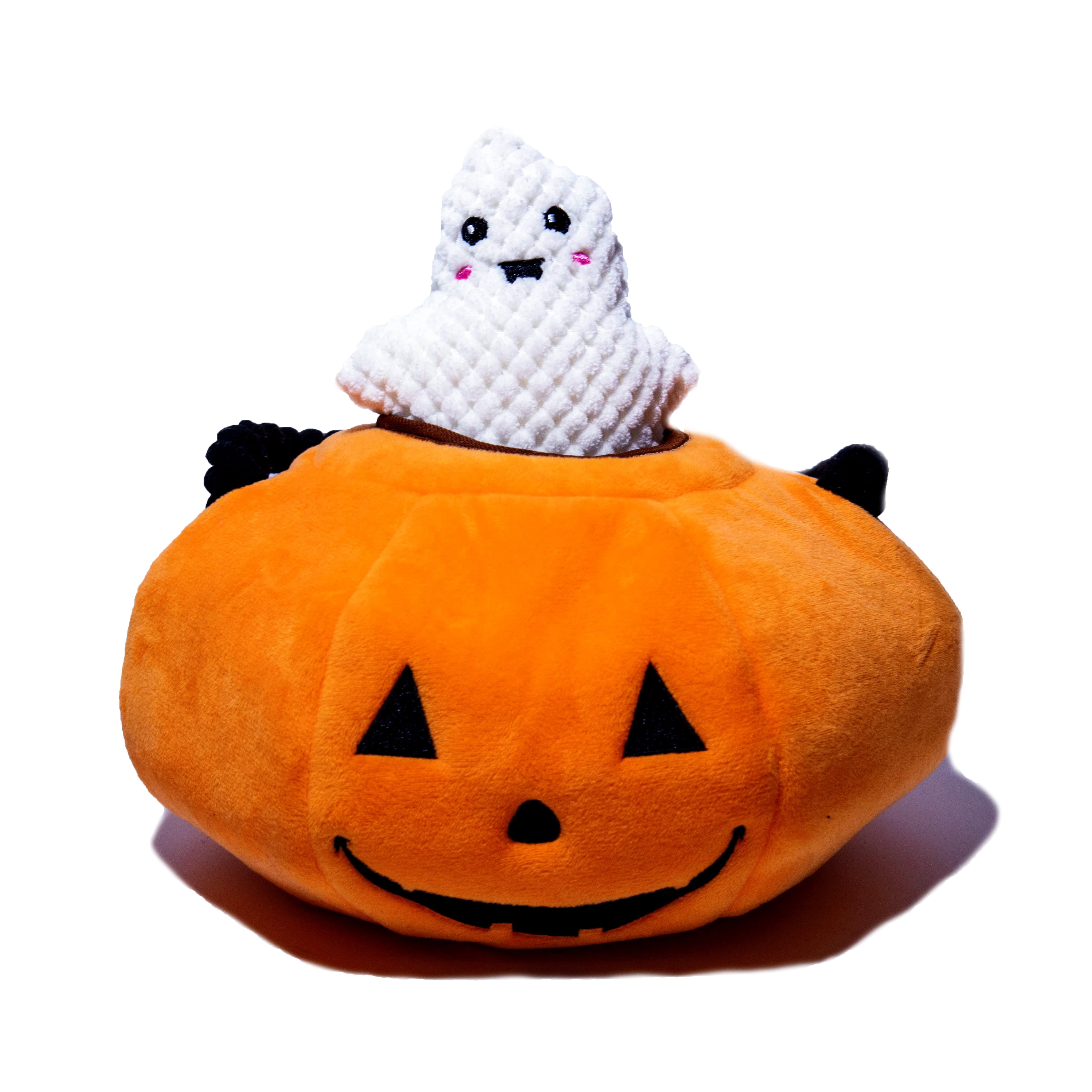 Halloween Jack O Lantern Hide and Seek Dog Toy with 4 Interactive Plush Toys