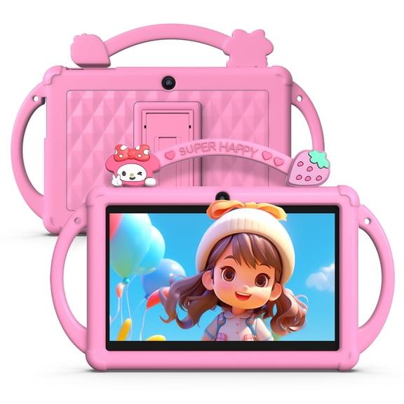 FITIFUN Kids Tablet 7 inch Android 13 Tablet,4 (2 2) GB RAM 32GB ROM,Parental Control,Touchscreen,Dual Cameras,Pink