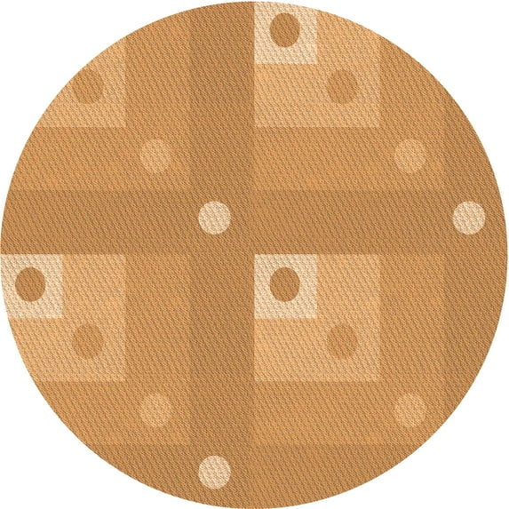 Ahgly Company Machine Washable Indoor Round Transitional Orange Area Rugs, 3' Round