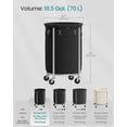 thumbnail image 6 of FeGemax 18.5-Gallon (70 L) Laundry Basket with Wheels, Rolling Round Heavy-Duty Laundry Hamper Cart with Steel Frame and Removable Bag, 2 Locking Wheels, Ink Black and Metallic Silver URLS006B01, 6 of 7