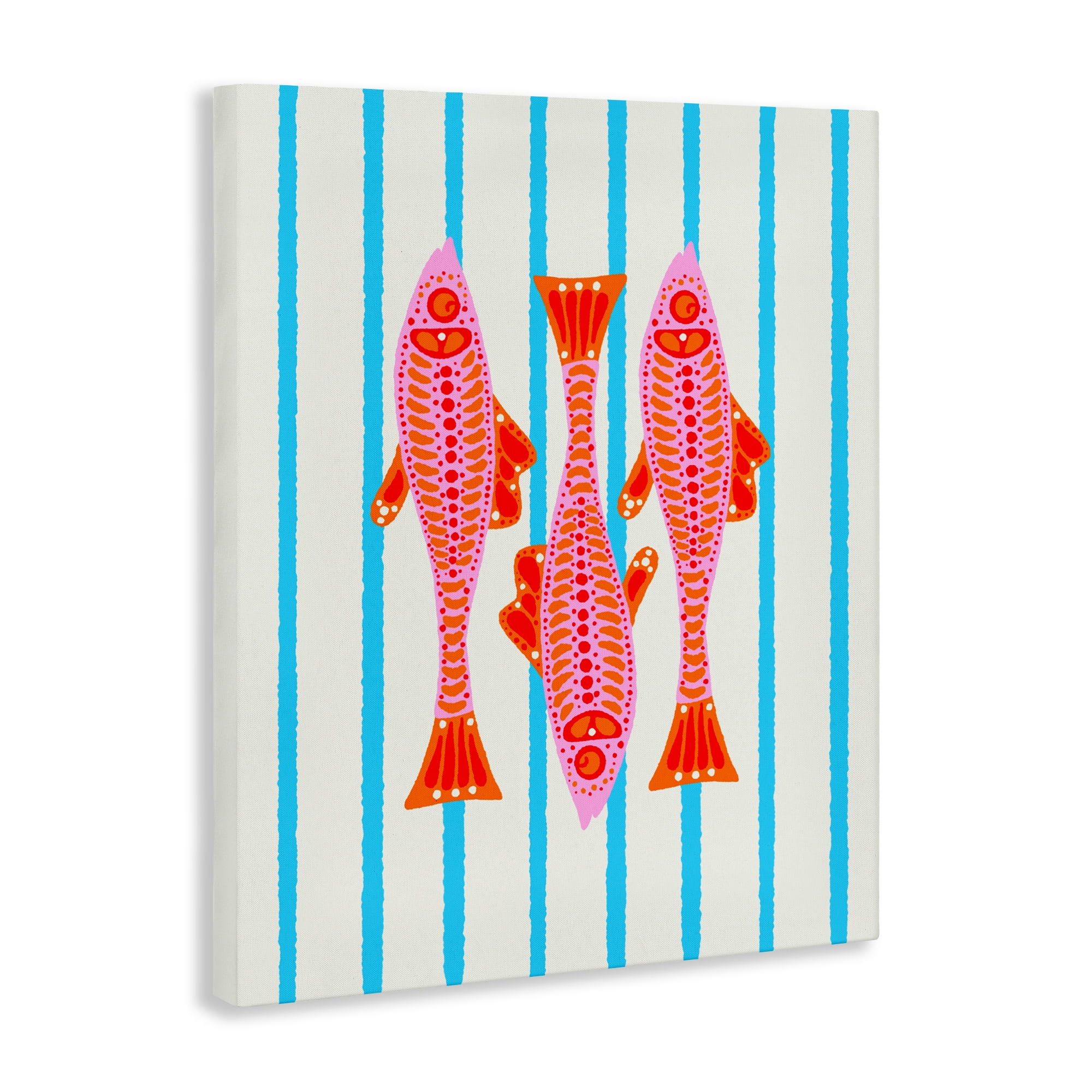 Stupell Industries Bright Aquatic Fish on Stripes Canvas Wall Art, design by Indira Prieto | IndySign