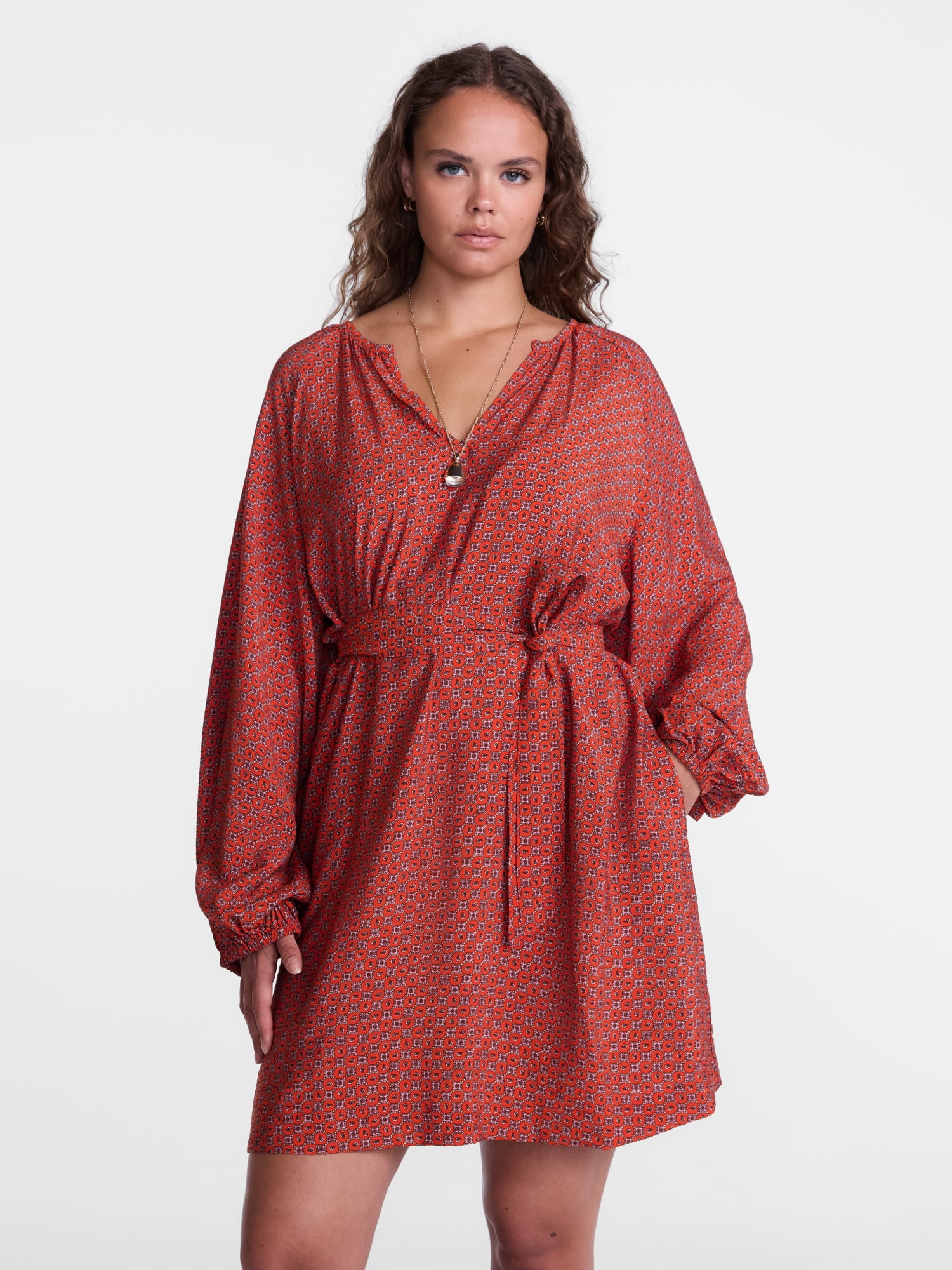 Scenario Women's and Women's Plus Mini Dress with Long Balloon Sleeves, Sizes XS-4X