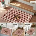 thumbnail image 5 of 2x3 Ft Entryway Area Rug, Brown Western Texas Star Vintage Kitchen Rug Runner Washable Floor Mat, Rustic Farmhouse Red Plaid Non Slip Indoor Door Mat Throw Carpet for Bathroom Living Room Bedroom, 5 of 8