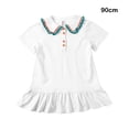 thumbnail image 2 of Summer Hiking Girls Dress Event Turndown Collar Short Sleeve Breathable Casual Style Simple Design Pleated Dresses White 90cm, 2 of 8