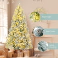 thumbnail image 4 of 6FT Snow Flocked Christmas Tree, Pre-Lit Set with Tree & Garland & Wreath, Artificial Hinged Xmas Tree with Colorful LED Lights, 8 Lighting Modes, Pine Cones, Holiday Décor for Home, 4 of 8