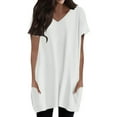 thumbnail image 3 of yunLCZ Women Shirts Womens Summer 2025 Casual Short Sleeve V Neck Shirts Loose Fit Oversized Tshirts Tunic Tops With Pockets, 3 of 6