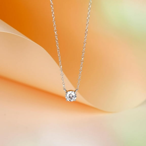 925 Sterling Silver Necklace For Women 0.5/0.8/1Ct Round Cut Cubic Zirconia Cz Solitaire Necklace Dainty Jewelry Gifts For Women Extenders With Lobster Clasp Gifts Anniversary Day 16 Inch[o1227]