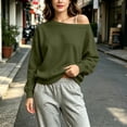 thumbnail image 4 of Women's Sports Sweatshirt Baeitkot Women's Winter Loose Shoulder Casual Sports Long Sleeved Pullover Sweatshirt Army Green XXXL, 4 of 8