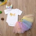 thumbnail image 2 of Diconna Barboteuse à Manches Courtes pour Nouveau-Nées Filles + Jupes Tutu + Bandeau Unicorn, 2 of 6