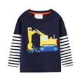 thumbnail image 2 of GBSYEWXS Sweatshirt For Boys Children Daily Wear Crew Neck Long Sleeve Tops Car Print Comfortable Navy Pullover Sweater Size 4-5 Years, 2 of 8