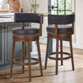 thumbnail image 2 of COLAMY 30inch Counter Height Bar Stool with Backrest, Upholstered Swivel Bar Chair for Kitchen Island or Dining Bar, Wood Frame Beige Seat, Darkbrown, 2 of 15