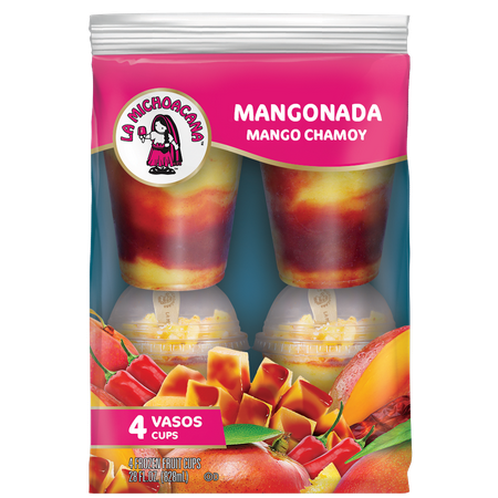 La Michoacana Mango Chamoy Premium Frozen Fruit Cups, Gluten-Free, 4 Cups