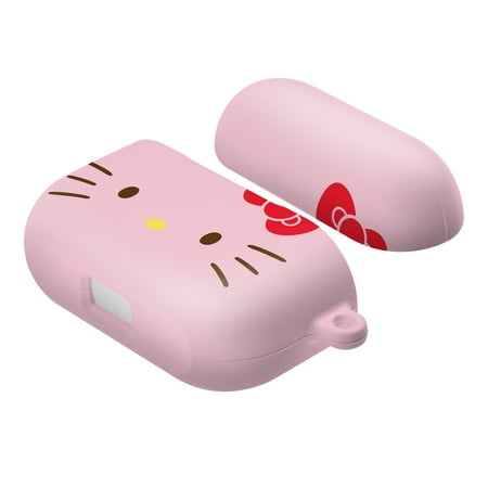 Sanrio AirPods Pro Case Key Ring Keychain Key Holder Hard PC Shell Strap Hole Cover - Face Hello Kitty Pink