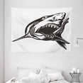 thumbnail image 1 of Shark Tapestry, Digital Sketch of Wild Fish with Open Mouth Power King of the Ocean Illustration, Wall Hanging for Bedroom Living Room Dorm Decor, 80W X 60L Inches, Dark Grey White, by Ambesonne, 1 of 2