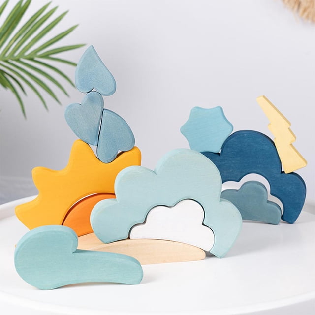13 / Set de bloques de Creativo Azul Nieve Bloques solares Apiladores Apiladores Forma Match Bebé Juguete educativo Sin patrón Hugo juguetes para apilar arcoiris