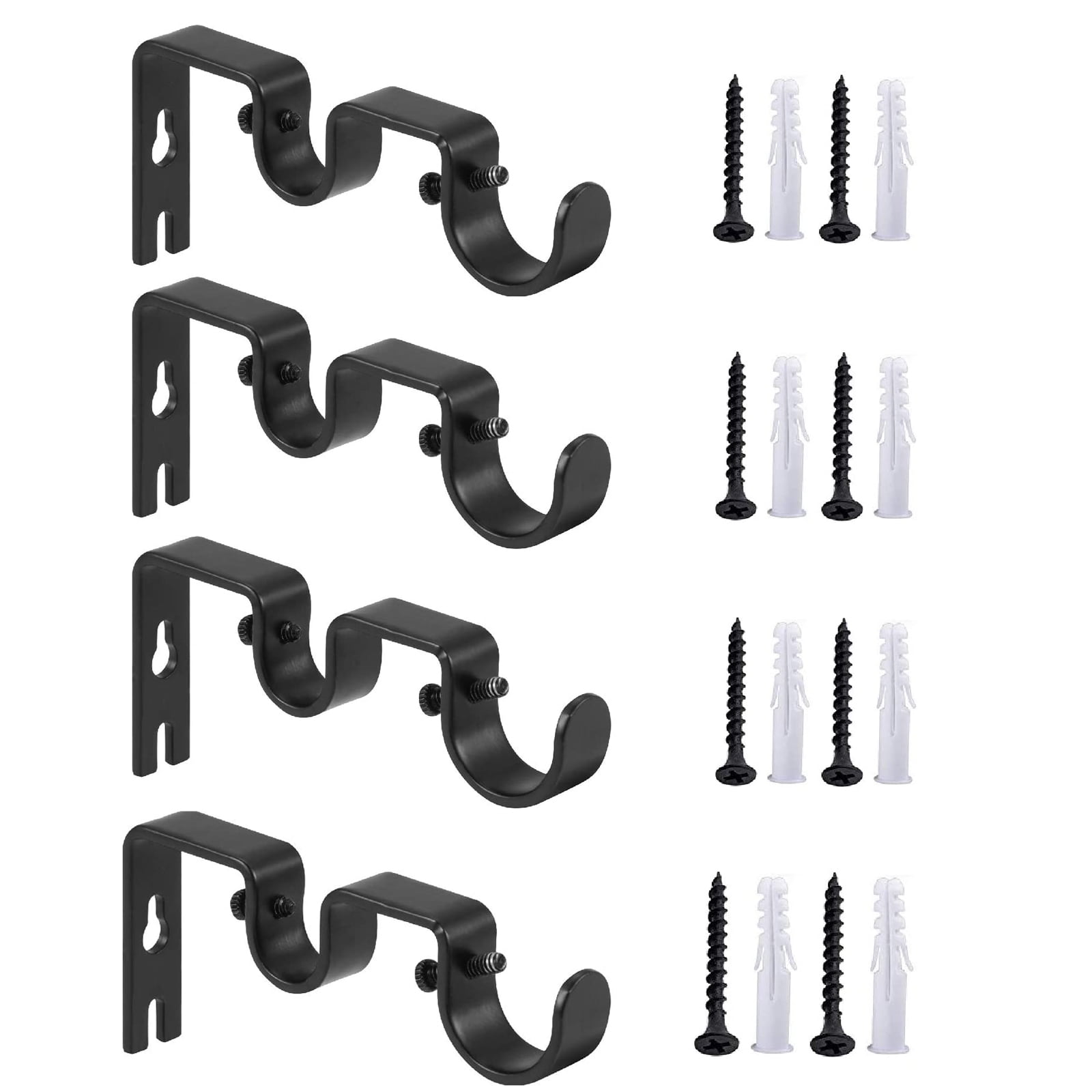4 Pack Double Curtain Rod Brackets, Heavy Duty Drapery Rod Holders