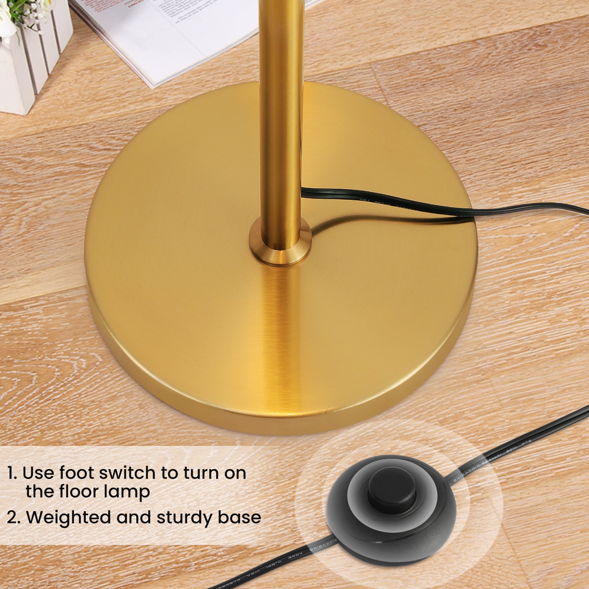 Modern Gold Metal Floor Lamp with Metal Dome LightShade, Pull-Chain Switch, Soft Ambient Light for Living Room Bedroom.