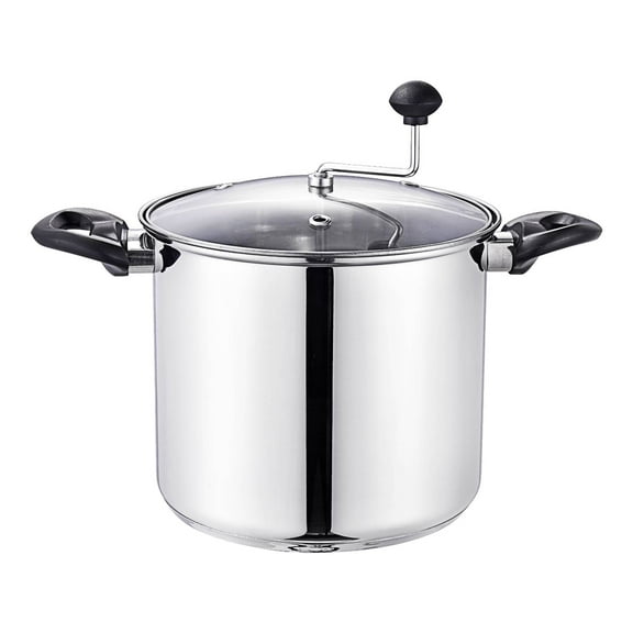 Lehman's Manual Stovetop Popcorn Popper, Stainless Steel Popcorn Maker with Stirring Rod, No Measuring Needed, Doubles as Cooking Pot