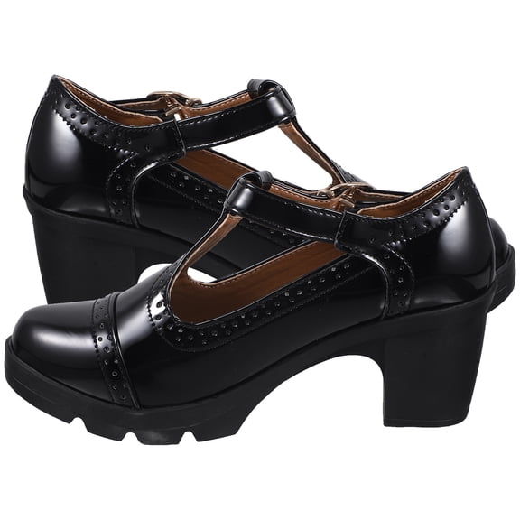 COSMOBETTY High-heeled Shoes 1 Pair in Black with Round Head and High-elastic Cotton for Women