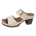 thumbnail image 6 of Dakaela Womens Two Band Heeled Sandals Leather Summer Dressy Slip on Slides Pumps Arch Support Orthopedic Walking Shoes White 9.5, 6 of 7