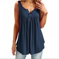 thumbnail image 2 of Womens Summer Sleeveless V Neck Solid Color Casual Swing Shirts Flowy Tank Tops Blouses with Buttons, 2 of 5