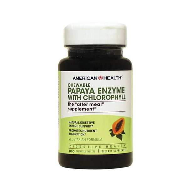American Health Chewable Papaya Enzyme with Chlorophyll 100 Chwbls