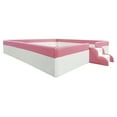 thumbnail image 6 of Harper & Bright Designs King Size Upholstered Daybed Frame with Fence and Stairs, MontessoriFloor Bed with Sturdy Slat Support, Pink+White, 6 of 12