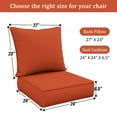 thumbnail image 2 of Snubbull Outdoor Deep Seat Cushion Set 24 X 24 X 6.5 inch Splash-Proof & Fadeness Patio Furniture Cushions，Removable Outdoor Couch Cushions with Hidden Zipper & Adjustment Staps, Orange, 2 of 8