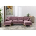 thumbnail image 2 of Morden Sectional Sofa with Removeable Chaise,L Shaped Sofa with Metal Legs, 4 Seater Modern Sofa Couch Set for Living Room Apartment,Purple, 2 of 7