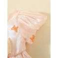 thumbnail image 6 of Arvbitana Baby Girls Short Sleeve Square Collar Casual Dresses + Hat Summer Bow Decoration Butterfly Print A-Line Party Princess Dress 9M-3T, 6 of 9
