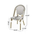 thumbnail image 2 of Modern French Bistro Chairs Set of 2, Black and White Outdoor Patio Chairs with Bamboo Print, All-Weather PE Rattan and Aluminum Frame, Stackable Design, 2 of 7