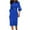 Blue, variant on Women's Summer Midi Dress Puff Short Sleeve S V Neck Dress A Line Elastic High Waist Flowy Swing Dress Blue