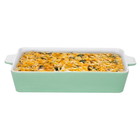 Mind Reader Ceramic Rectangular Baking Dish 15.04  x 8.86  Inches  Light Blue