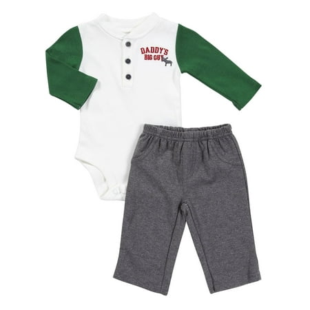 Carters Infant Boys 2pc Daddy's Big Guy Henley Bodysuit & Pants