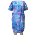 thumbnail image 1 of A Personal Touch Women's Plus Size Square Neck Lounging Dress - Blue Flourish - 7X, 1 of 3