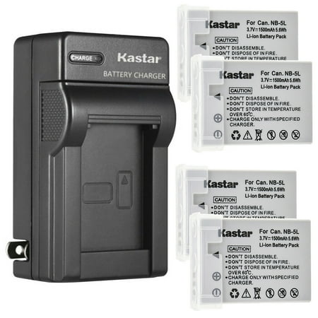 Image of Kastar 4-Pack Battery and AC Wall Charger Replacement for Canon Digital IXUS 950 IS Digital IXUS 960 IS Digital IXUS 970 IS Digital IXUS 980 IS Digital IXUS 990 IS Digital IXUS 800 IS Cameras