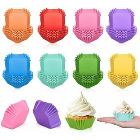 400Pcs Colorful Square Cupcake Liners Rainbow Color Baking Cups Square Muffin Cupcake Wrappers for Party Supplies$$Home Decor, Kitchen, & Other