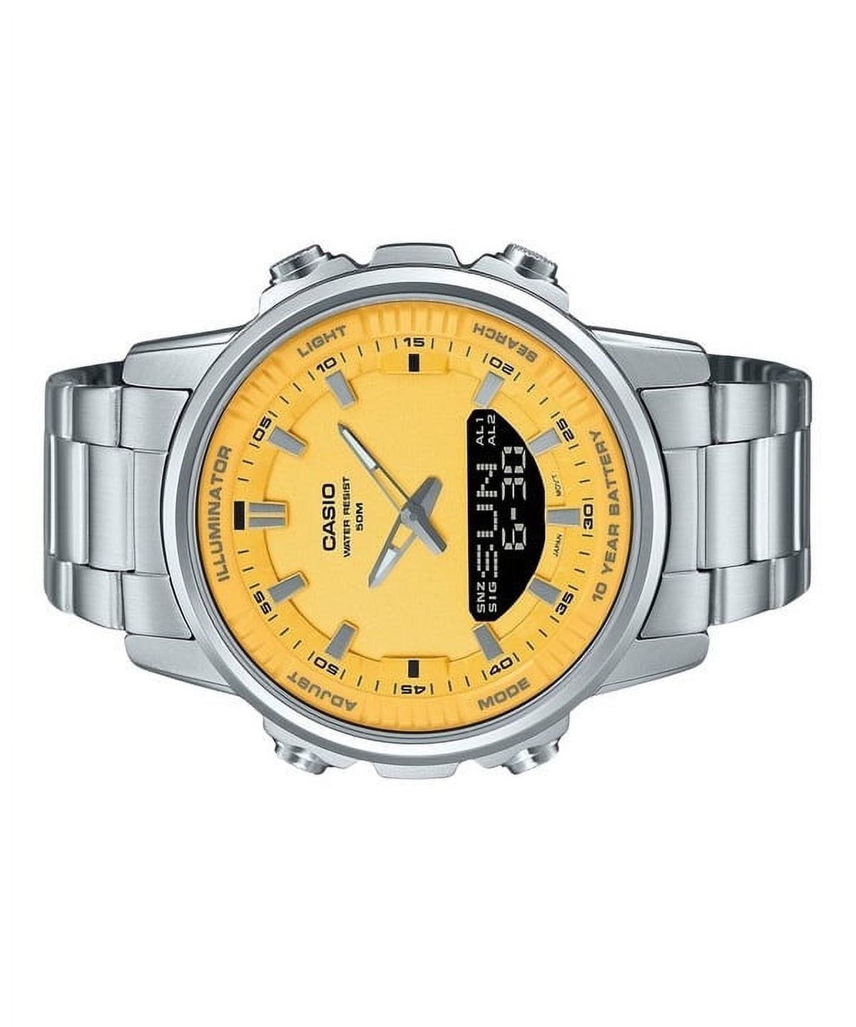Casio Analog Digital Combination Stainless Steel Yellow Dial Quartz AMW-880D-9AV Men's Watch